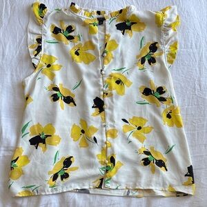 Ann Taylor Floral Ruffle Short Sleeve Top - XL